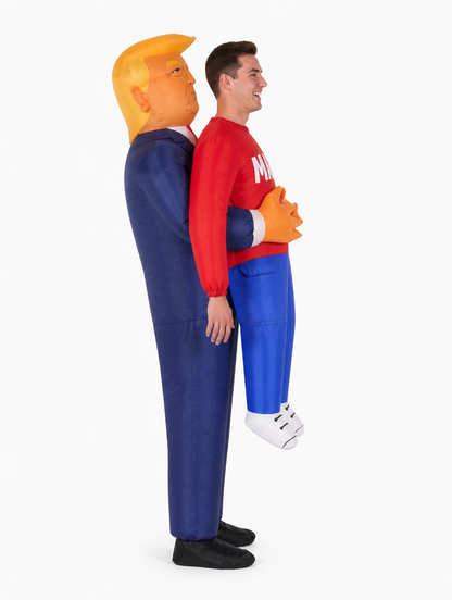 Inflatable carry-me costume, side profile view